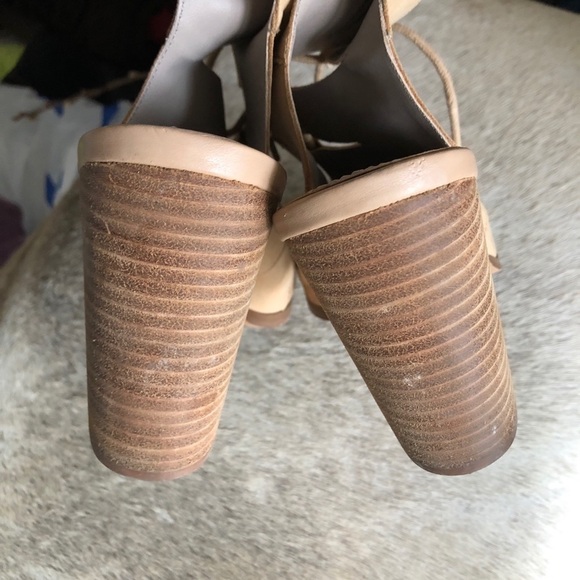 Hinge Drea Peep Toe Tan Nubuck Leather Sandal - Picture 5 of 8